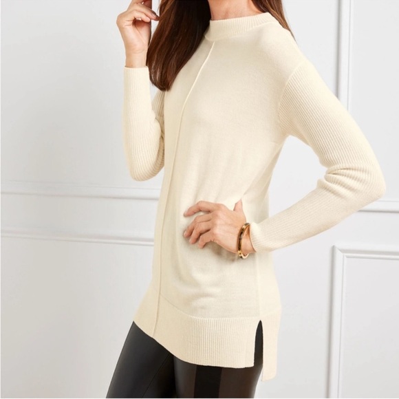 New Talbots Pure Merino Wool Sweater Ivory White Neutral Lightweight Neutral M - Picture 1 of 11